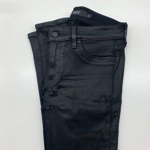 Hudson Mid Rise Black Coated Skinny Jeans